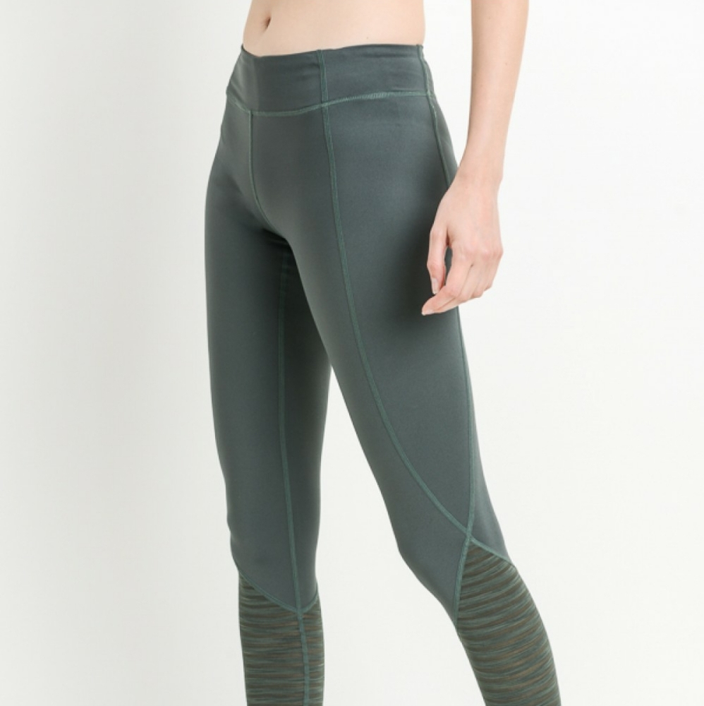 Ribbed Burnout Mesh Contrast Leggins